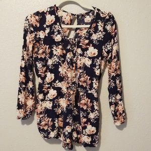 Floral long sleeved romper